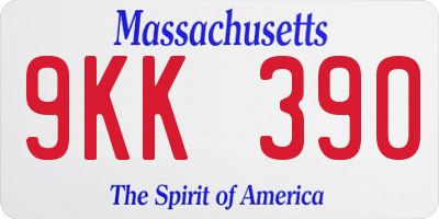 MA license plate 9KK390