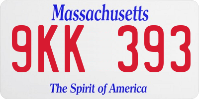 MA license plate 9KK393
