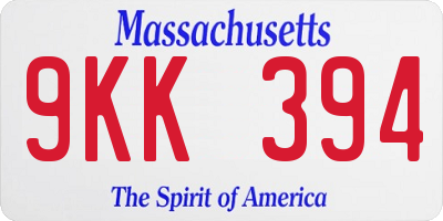 MA license plate 9KK394