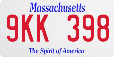 MA license plate 9KK398