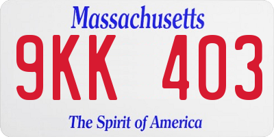 MA license plate 9KK403