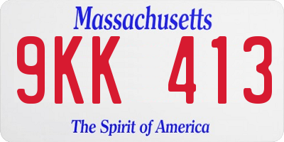 MA license plate 9KK413
