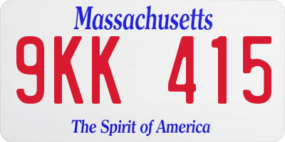 MA license plate 9KK415