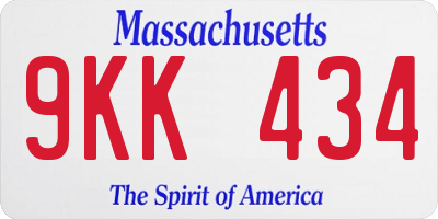 MA license plate 9KK434