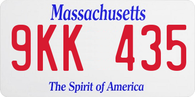 MA license plate 9KK435