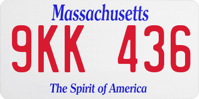 MA license plate 9KK436