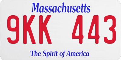 MA license plate 9KK443