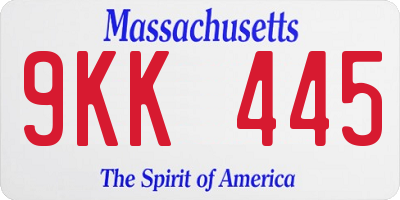 MA license plate 9KK445