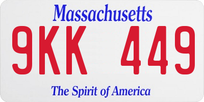 MA license plate 9KK449