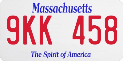 MA license plate 9KK458