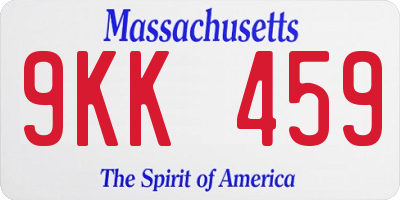 MA license plate 9KK459
