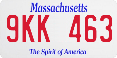 MA license plate 9KK463