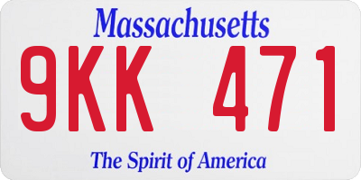 MA license plate 9KK471