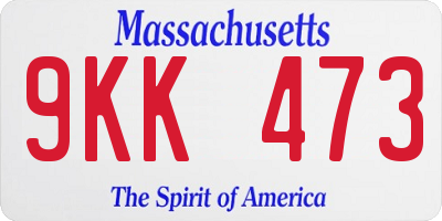 MA license plate 9KK473