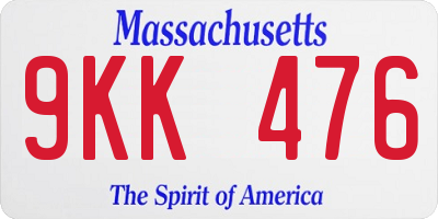 MA license plate 9KK476