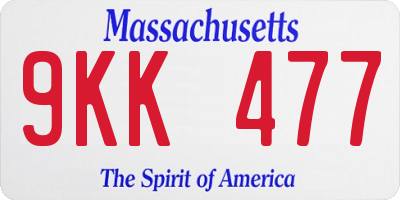MA license plate 9KK477