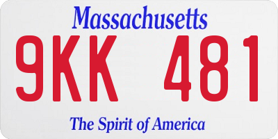 MA license plate 9KK481