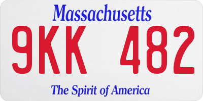 MA license plate 9KK482