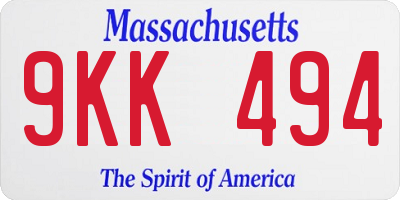 MA license plate 9KK494