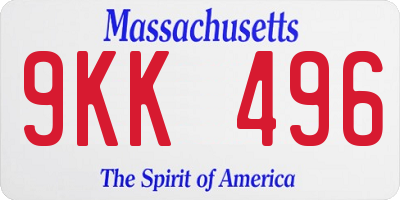 MA license plate 9KK496