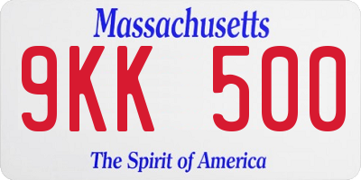 MA license plate 9KK500