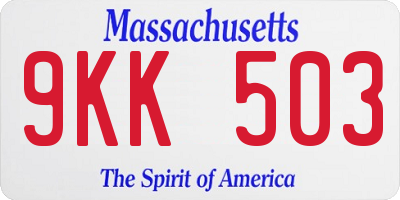 MA license plate 9KK503