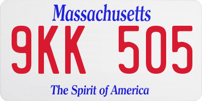MA license plate 9KK505