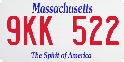 MA license plate 9KK522