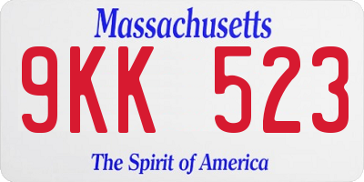MA license plate 9KK523