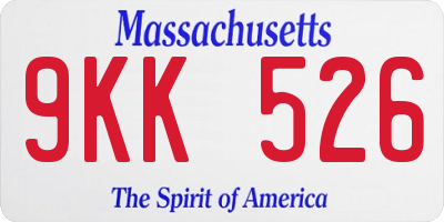 MA license plate 9KK526
