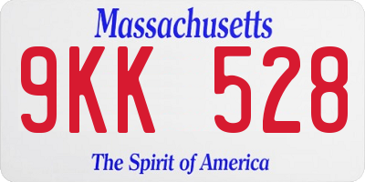 MA license plate 9KK528