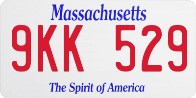 MA license plate 9KK529