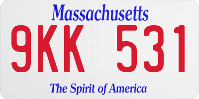 MA license plate 9KK531