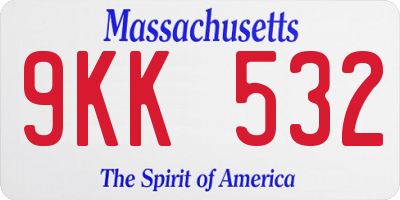 MA license plate 9KK532