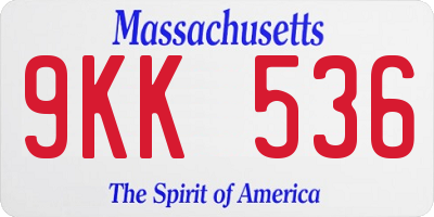 MA license plate 9KK536