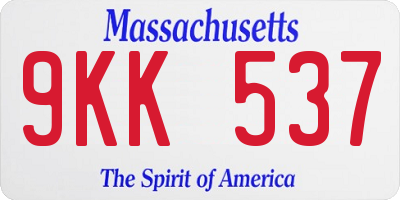 MA license plate 9KK537