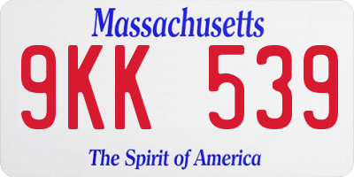 MA license plate 9KK539