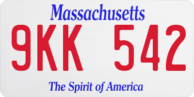 MA license plate 9KK542