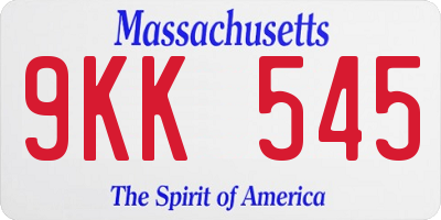 MA license plate 9KK545