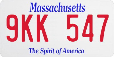 MA license plate 9KK547