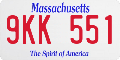MA license plate 9KK551