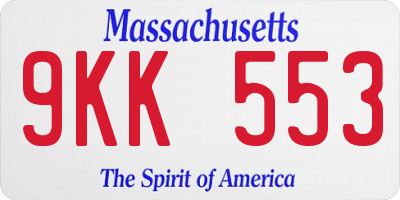 MA license plate 9KK553