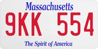 MA license plate 9KK554