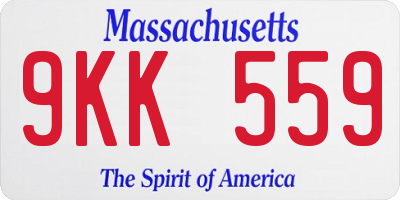 MA license plate 9KK559