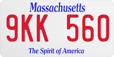 MA license plate 9KK560