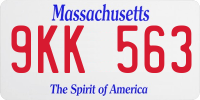 MA license plate 9KK563