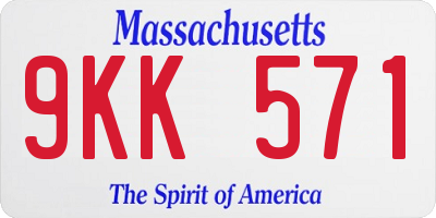 MA license plate 9KK571
