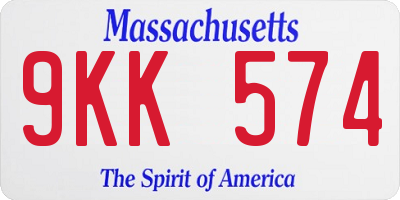 MA license plate 9KK574