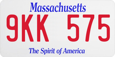MA license plate 9KK575