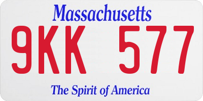 MA license plate 9KK577